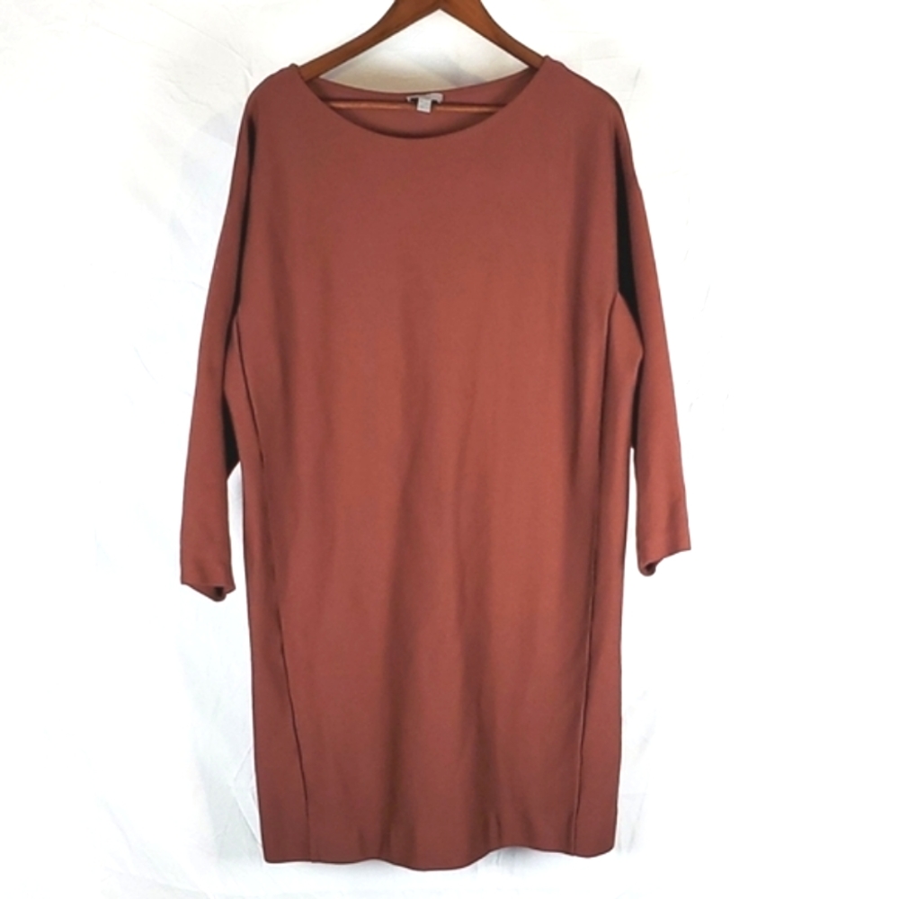 COS Copper Brown Long Sleeve Midi Shift Dress